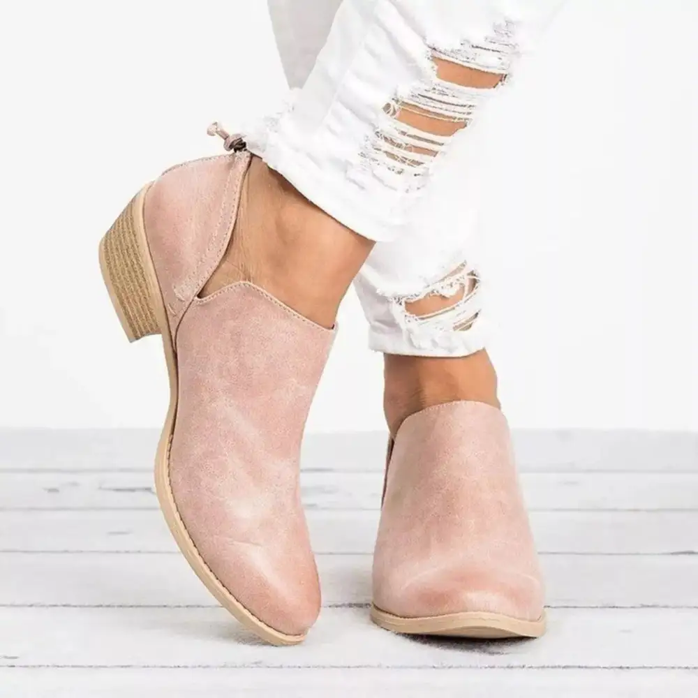 Refined Pointed Toe Block Heel Boots