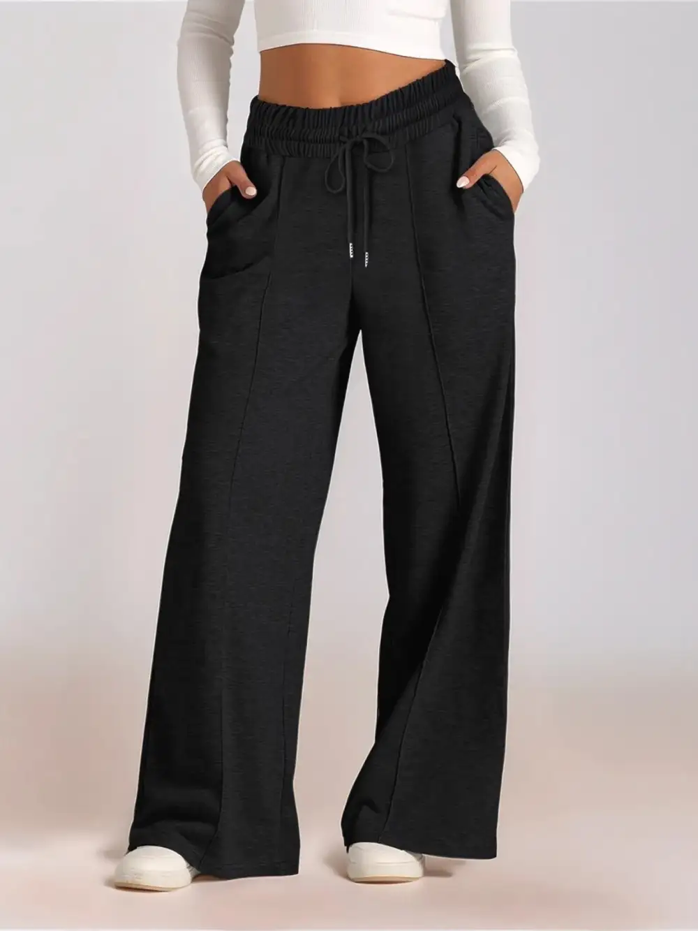 Full Size Drawstring Relaxed Fit Wide Leg Pants Plus Size