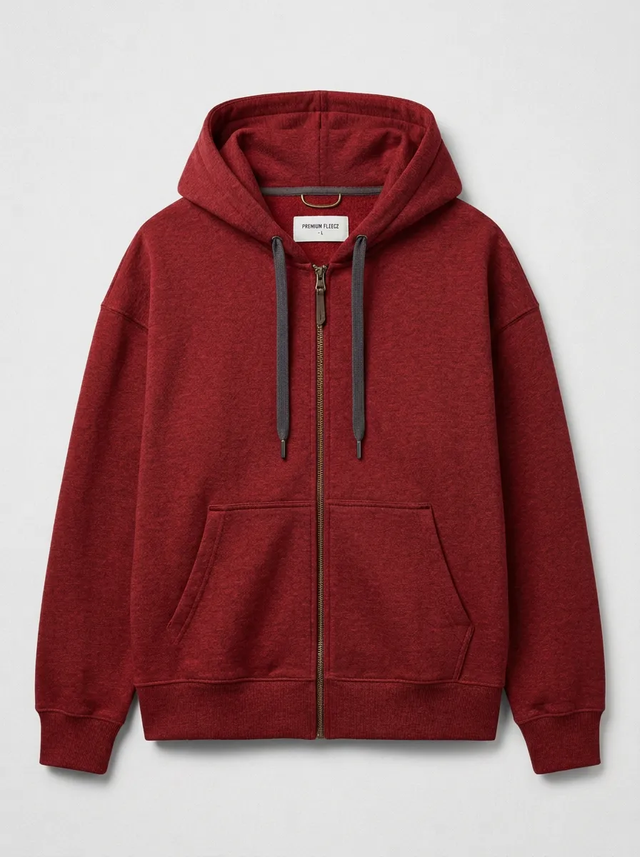 Zip-Up Fleece Minimalist Solid Men's Hoodie