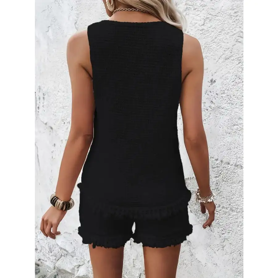 Round Neck Wide Strap Tank and Shorts Set