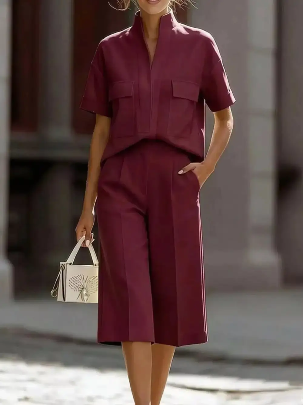Full Size Short Sleeve Top and Wide Leg Pants