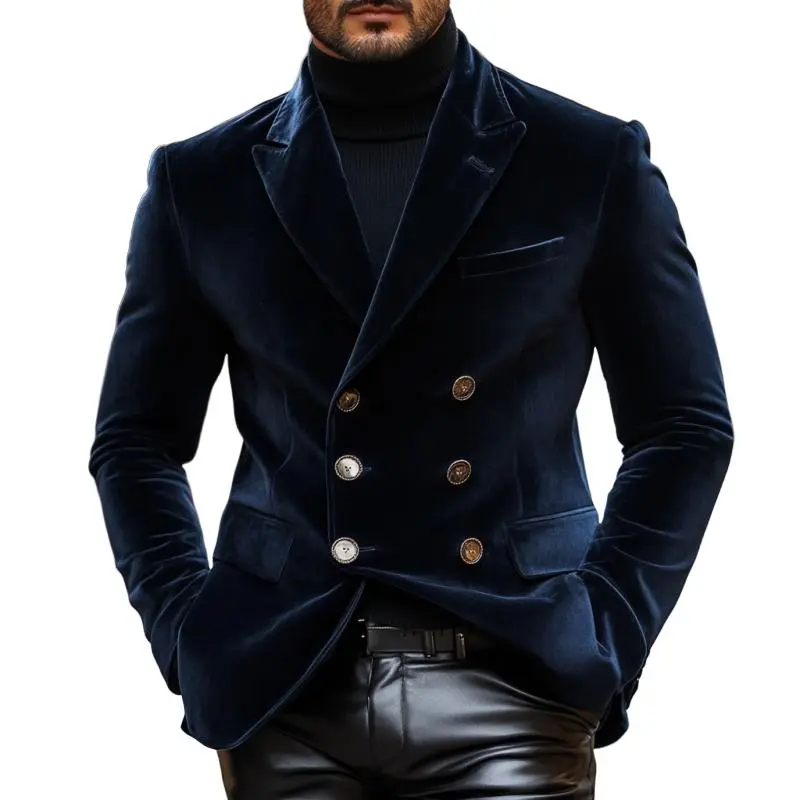 Velvet Structured Button Blazer