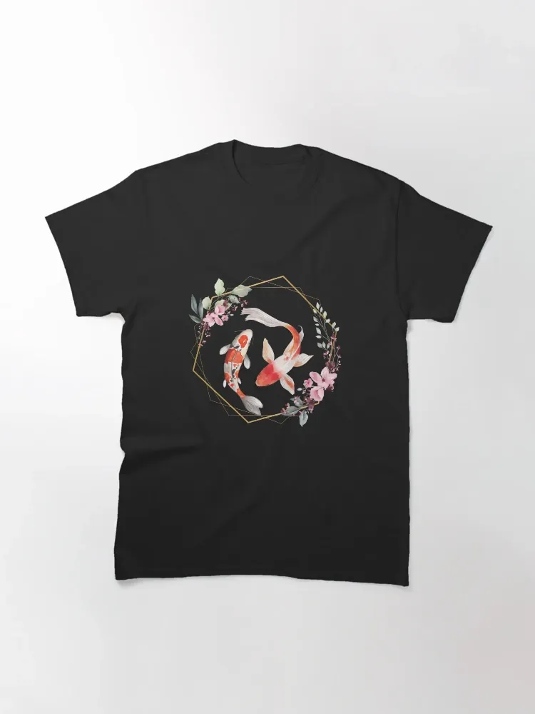 Women's Chinese-style koi-print round-neck short-sleeved T-shirt