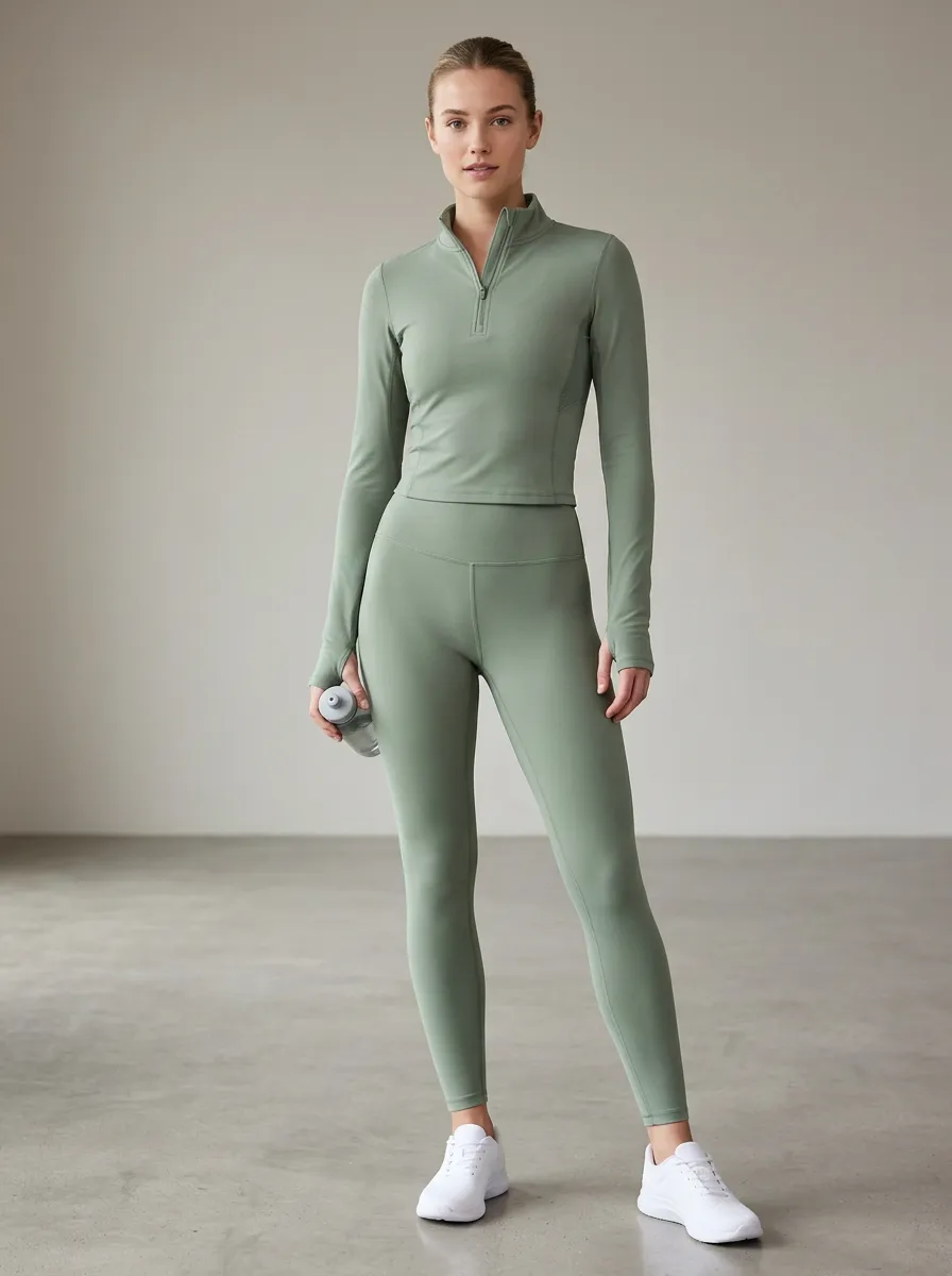 Women's Quarter Zip Active Leggings Set