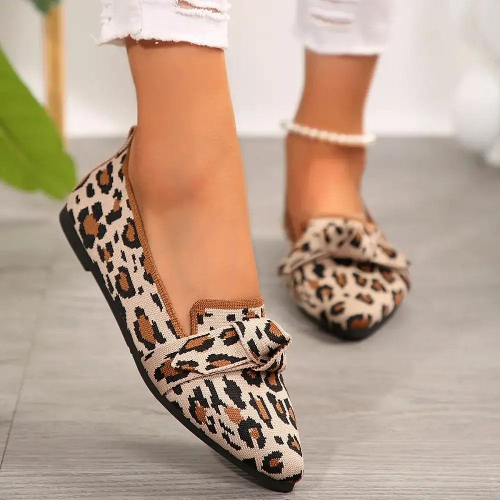 Pointed Toe Slip On Leopard Print Office Ready Flats