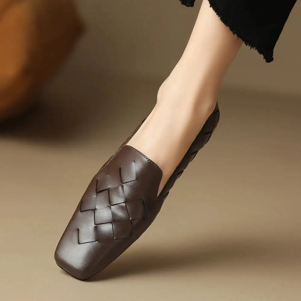 Slip On Block Heel Woven Pumps