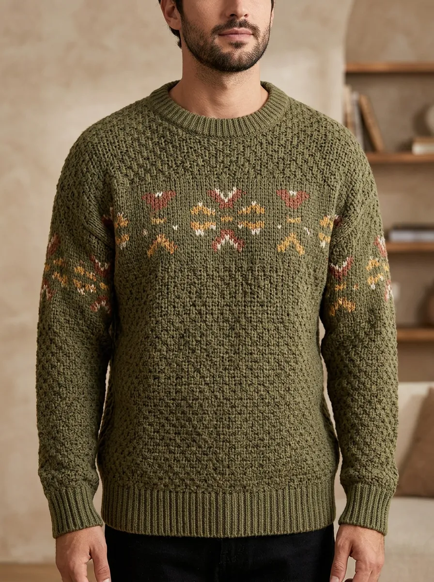 Men's Textured Fair Isle Sweater