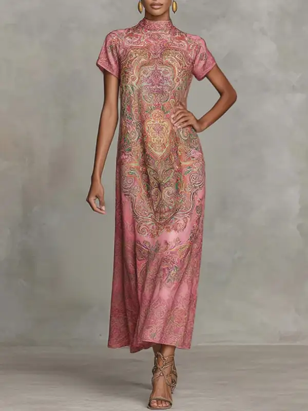 Sleeve Neck Maxi Dress