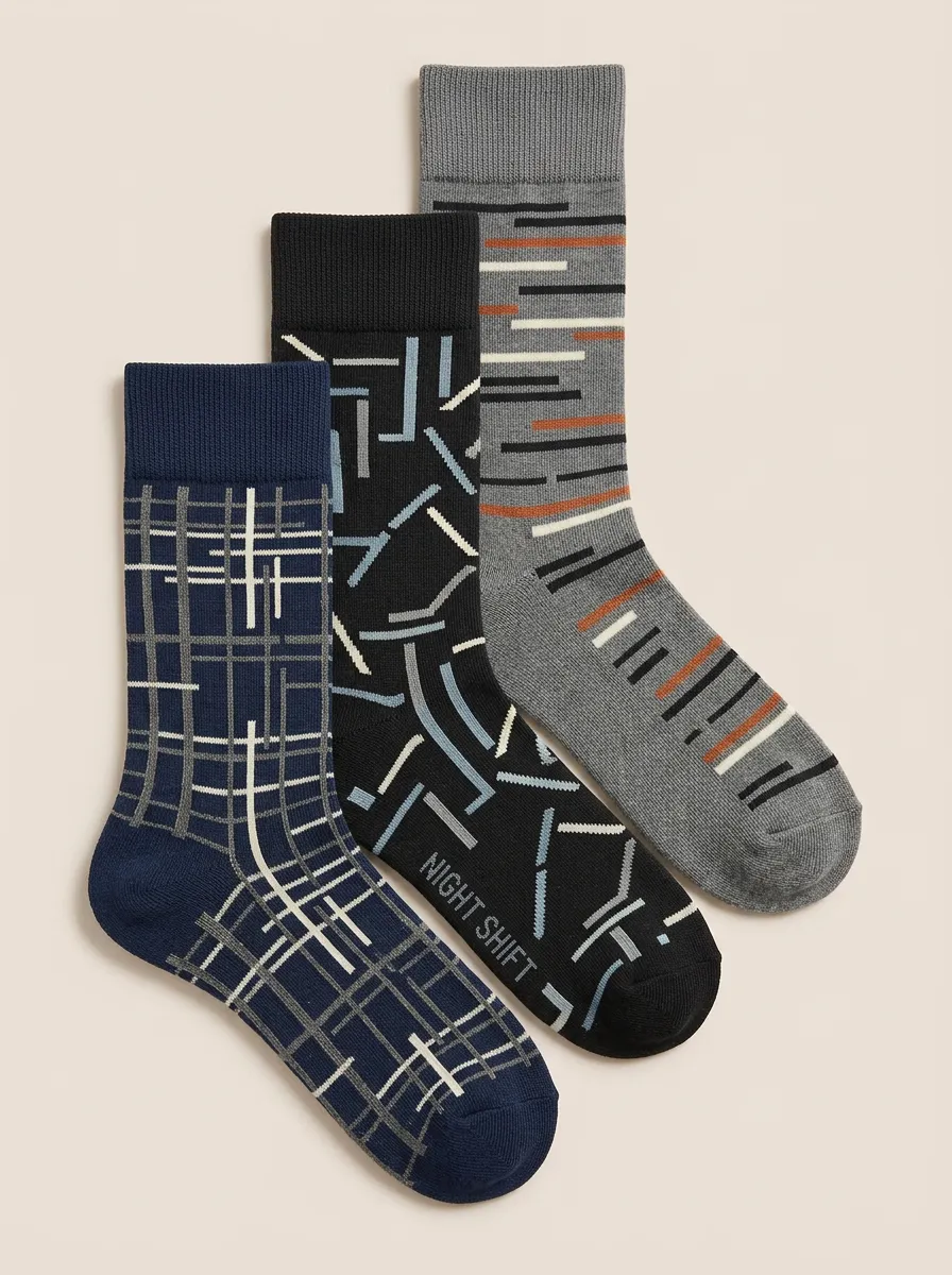 Mixed-Pattern Geometric Casual Sock Set