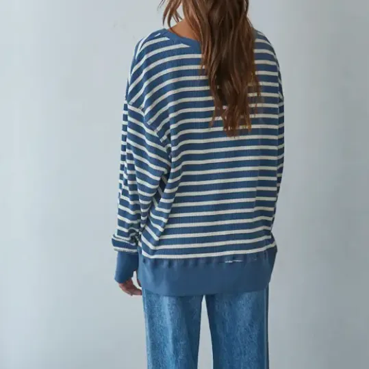Striped Thermal Long-Sleeve Top