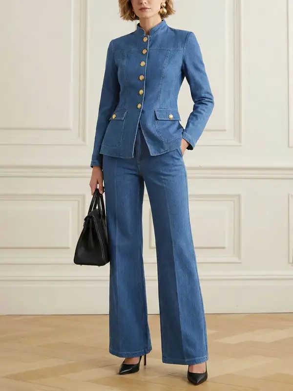 Denim Button Front Jacket Classic