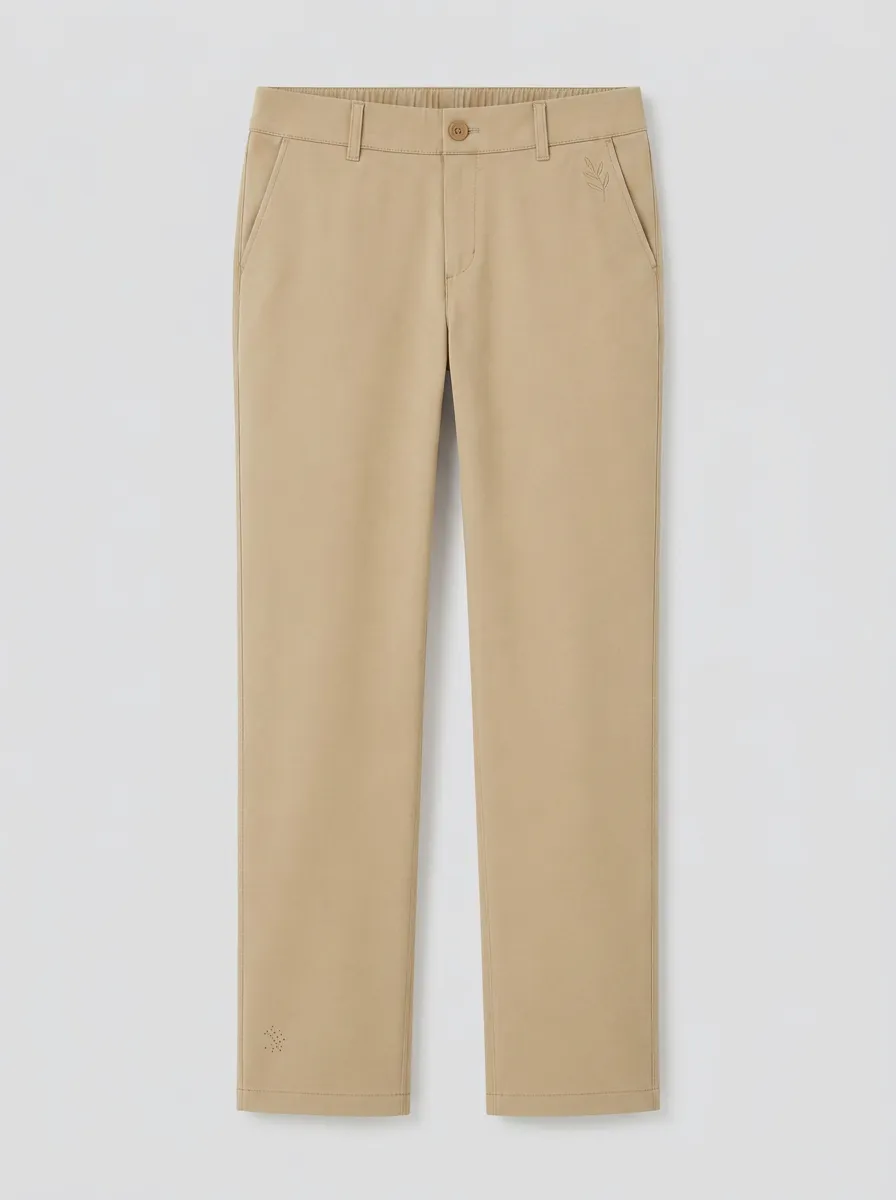 Women's Refined Weekend Leaf Embroidered Mid Rise Straight Leg Pants