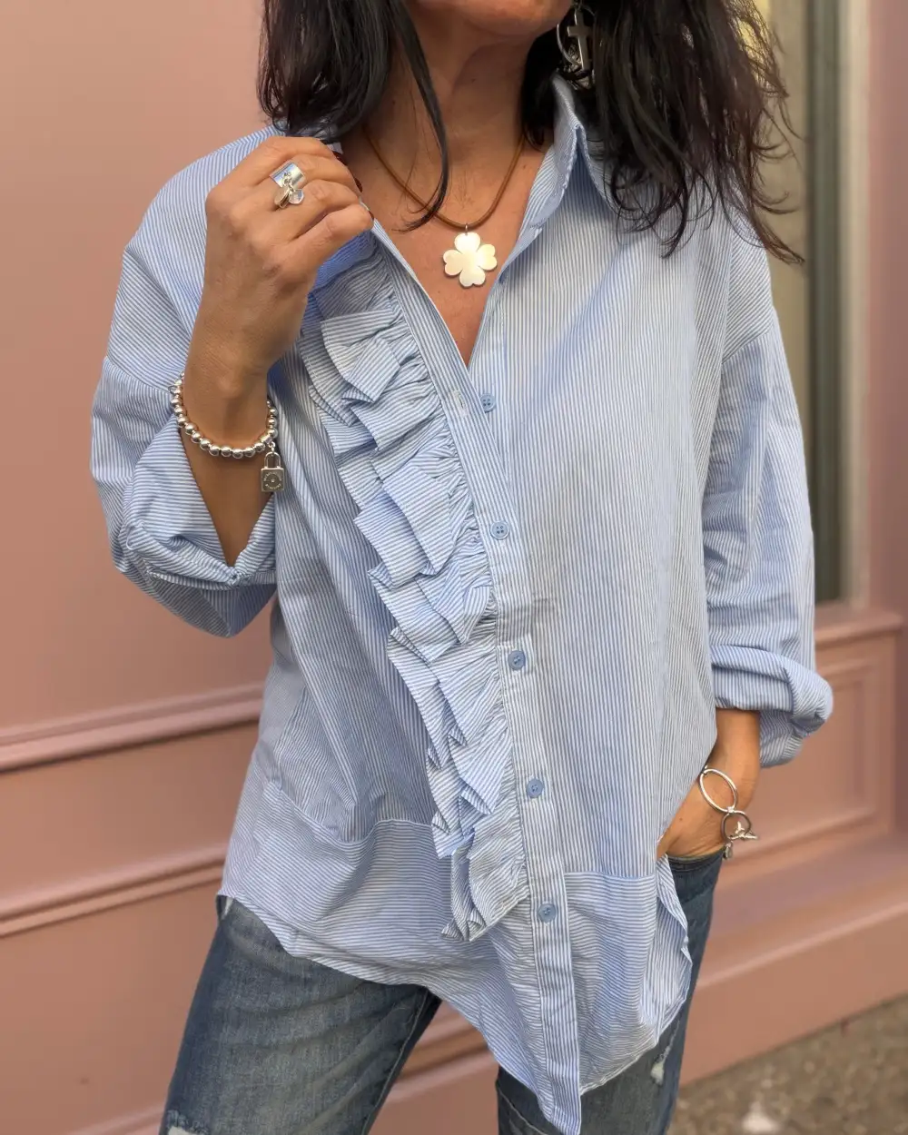 Elegant Cotton Striped Blouse