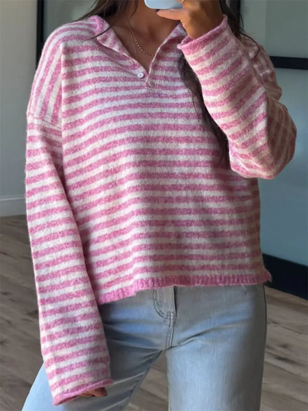Modern Drop Shoulder Striped Sweater
