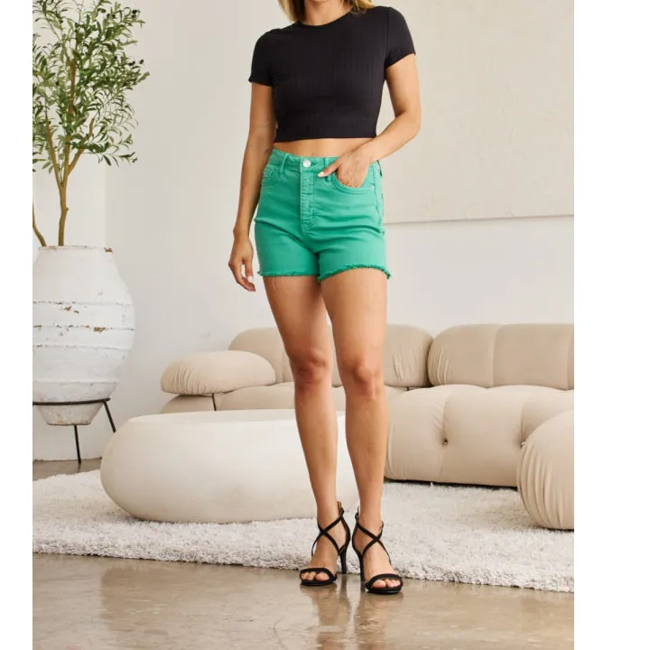 Refined Rfm Tummy Control High Waist Raw Hem Denim Shorts