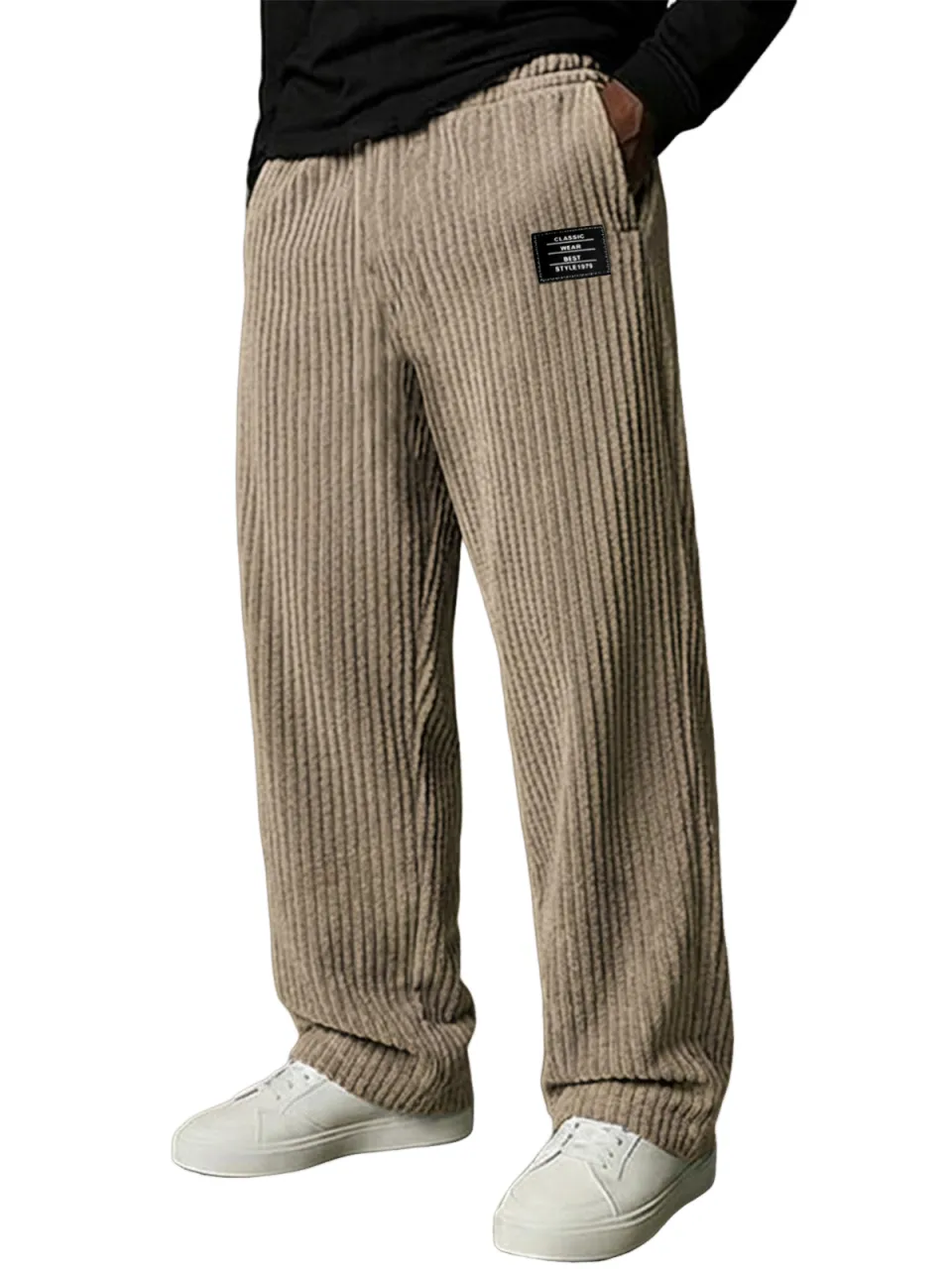 Corduroy Striped Seamed Trousers