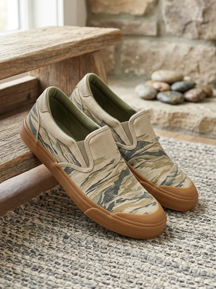 Men's Outdoor Adventure Tiger Camo Printed Canvas Shoes