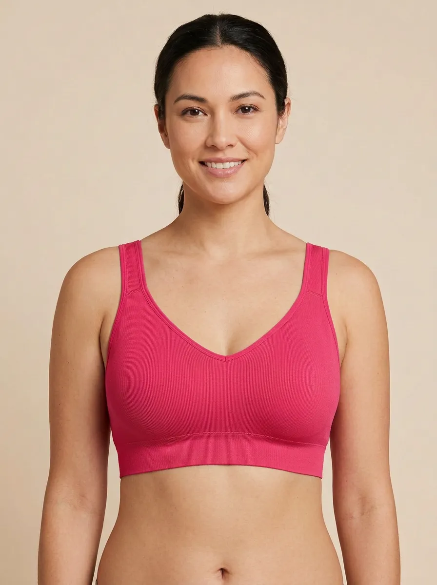 Classic V-Neck Ribbed Bra