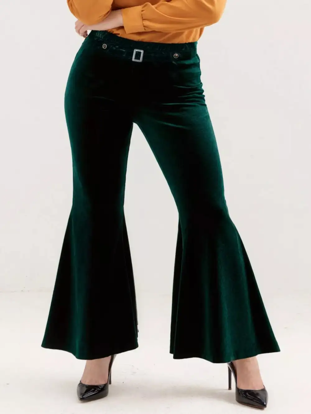 Plus Size Velvet Flared Pants