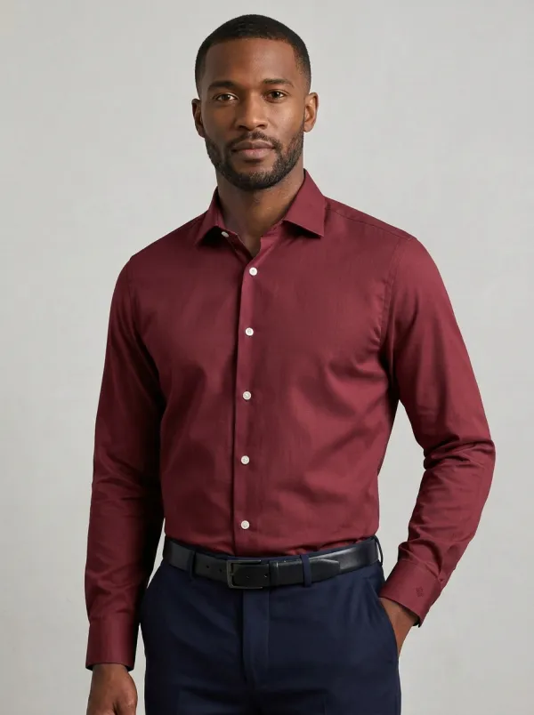 Men's Non-Iron Cotton Solid Light Blue Button-Down Shirt