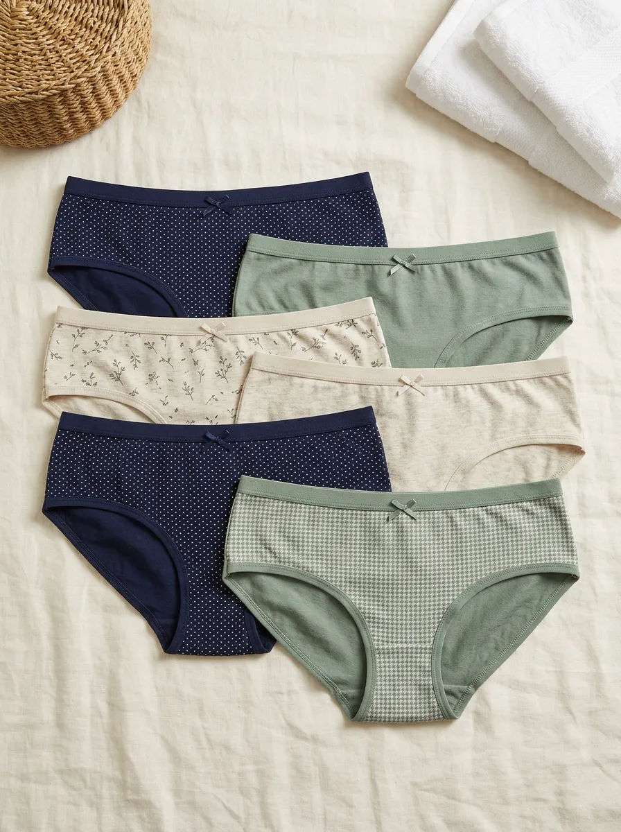 Women's Polka Dot Floral Houndstooth Printed Panties Set
