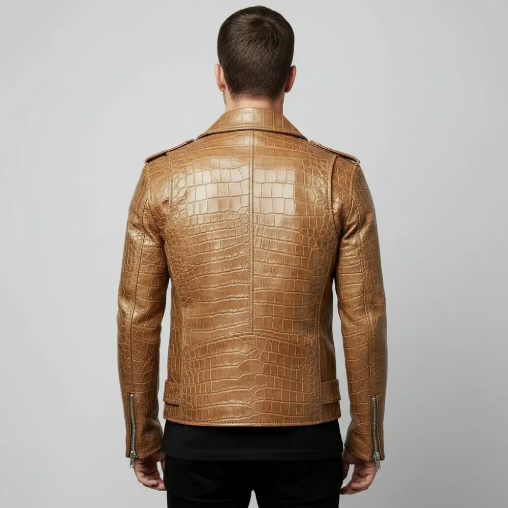 Cowhide Biker Motorcycle Embossed Jacket