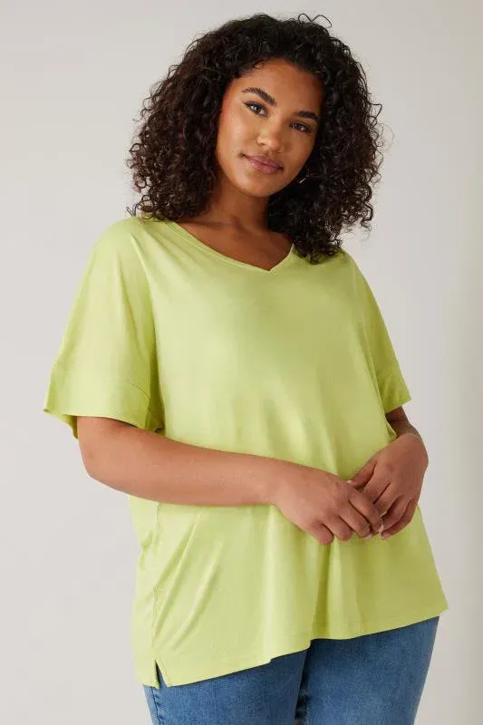 Chartreuse Green V-Neck Modal Rich T-Shirt