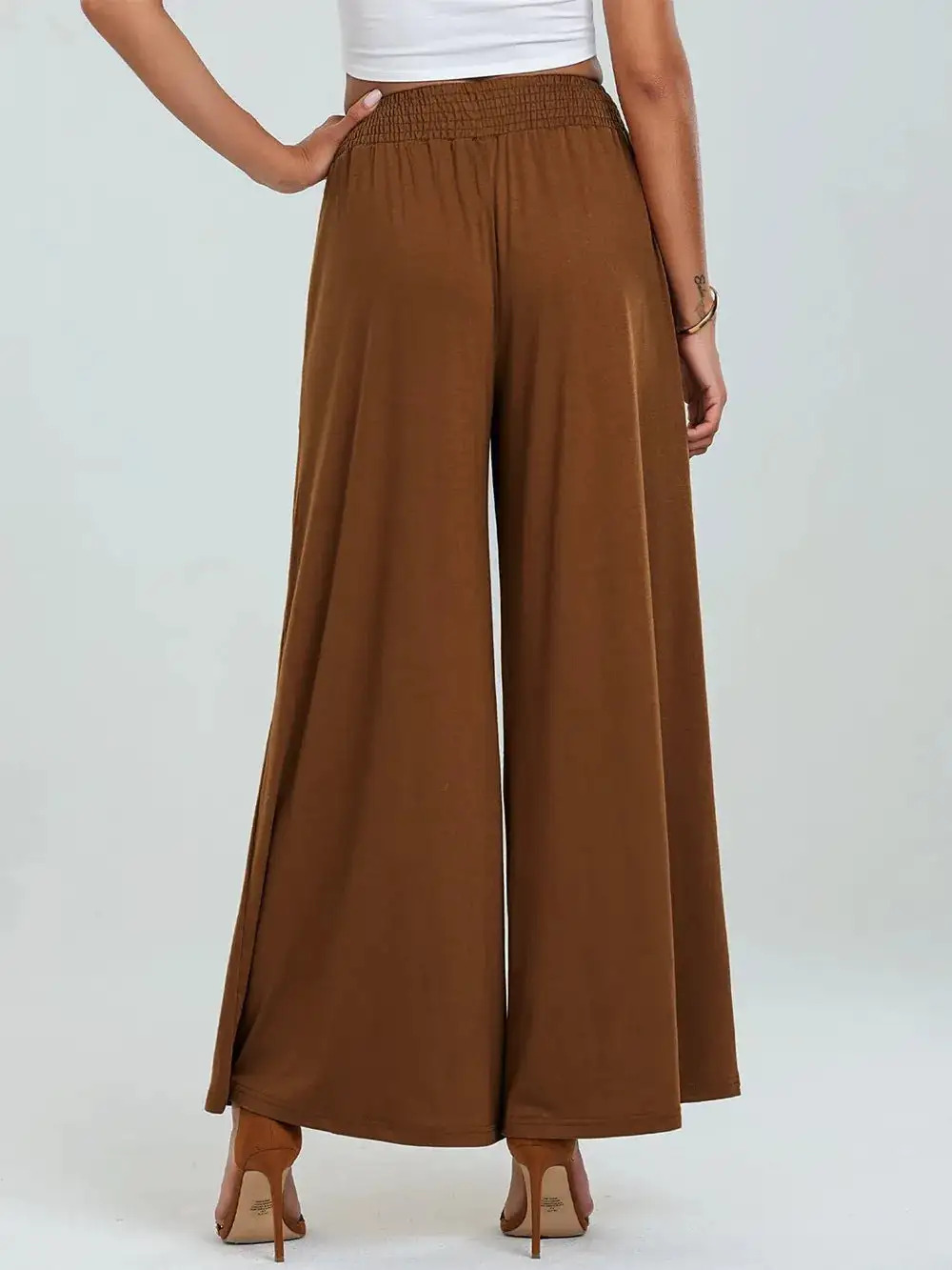 Wide Leg Elastic Waist Pocketed Pants