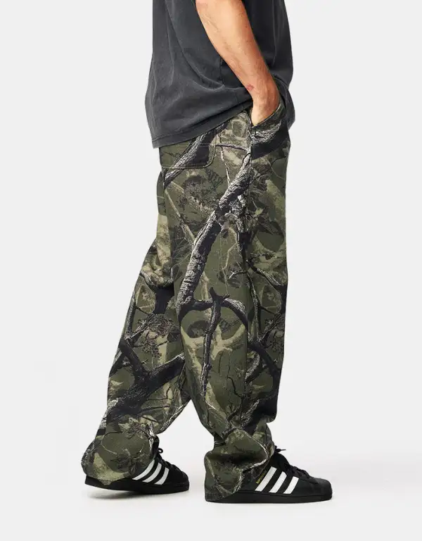 Camo Pattern Super Baggy Canvas Pants