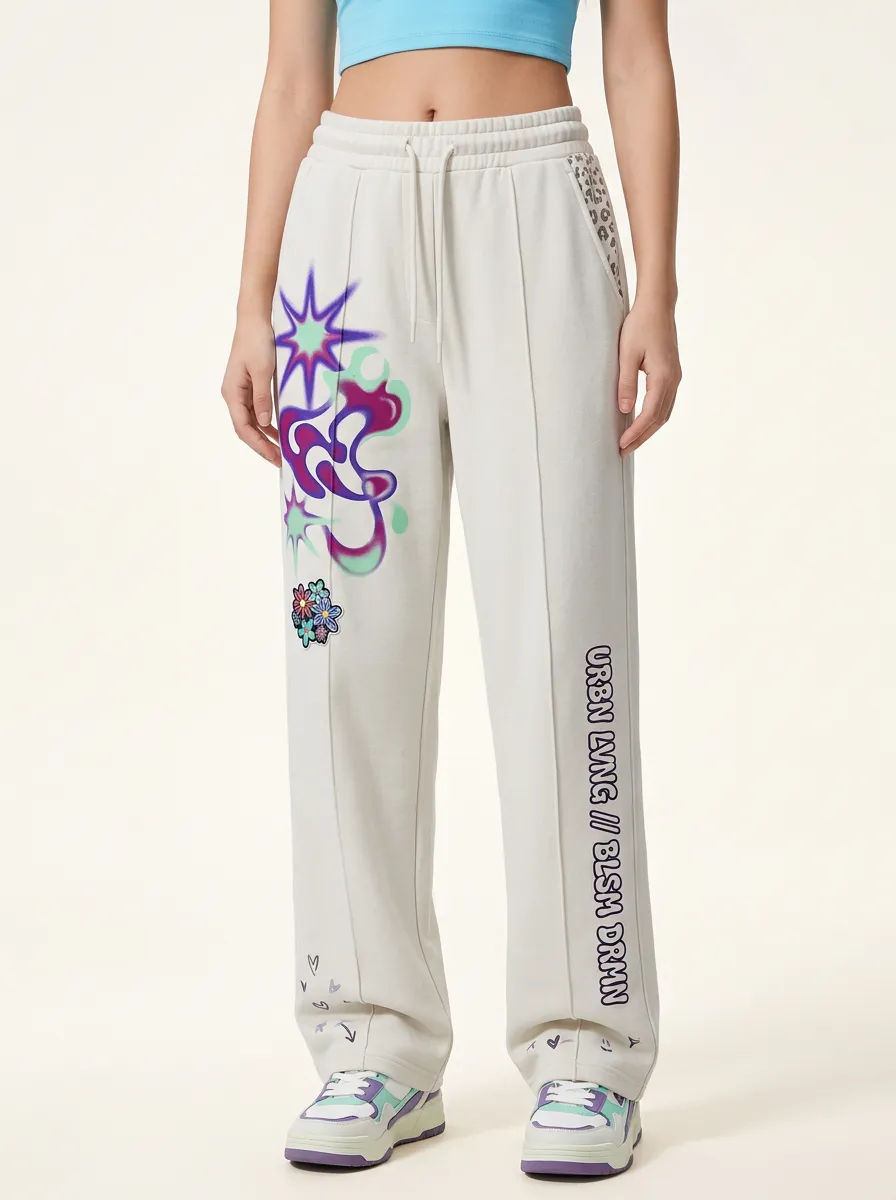 Unisex Streetwear Graffiti Floral Leopard Sweatpants