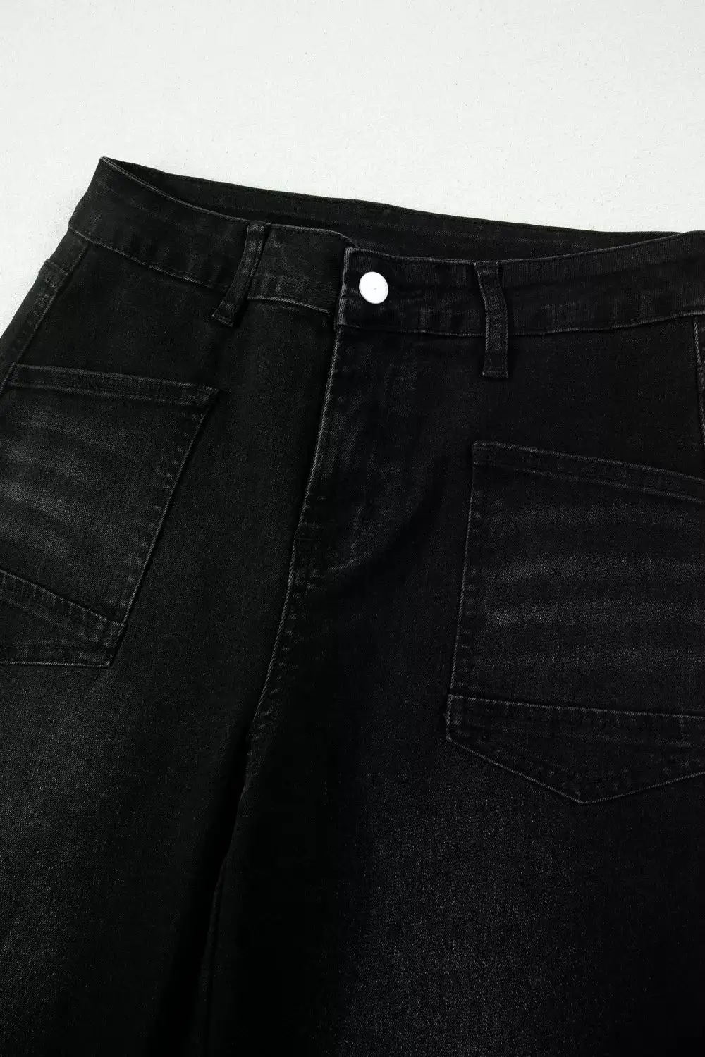 Cropped Frayed Washed Pocketed Straight Leg Jeans