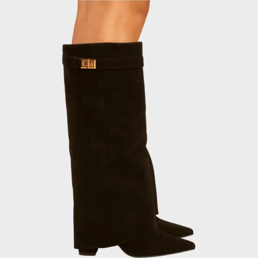 Square Toe Suede Tall Boots