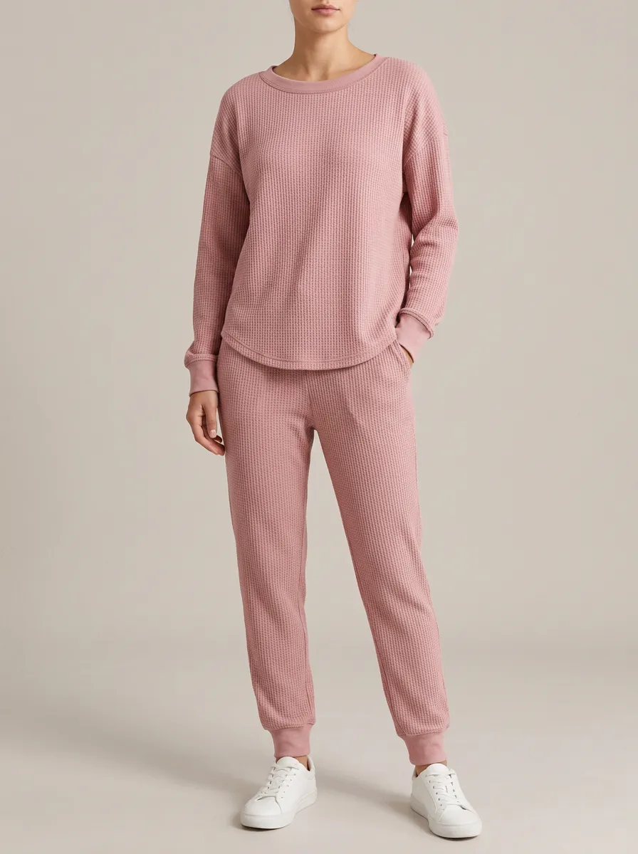 Unisex Everyday Signature Waffle Knit Long Sleeve Top