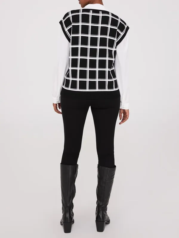 Checkered Pattern Layered Vest Top