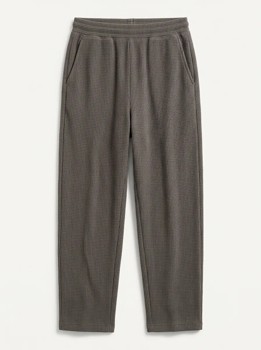 Unisex Casual Lounge Grey Waffle Knit Jogger Pants