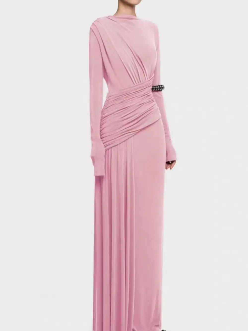 Drape Ruched Long Sleeve Maxi Dress