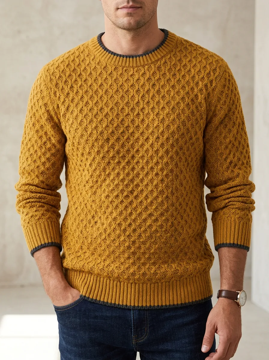 Men’s Ribbed Diamond-Knit Sweater