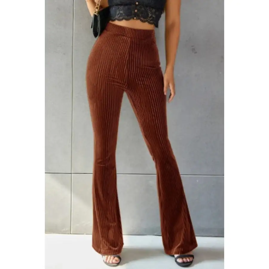Ribbed High Waist Flare Pants