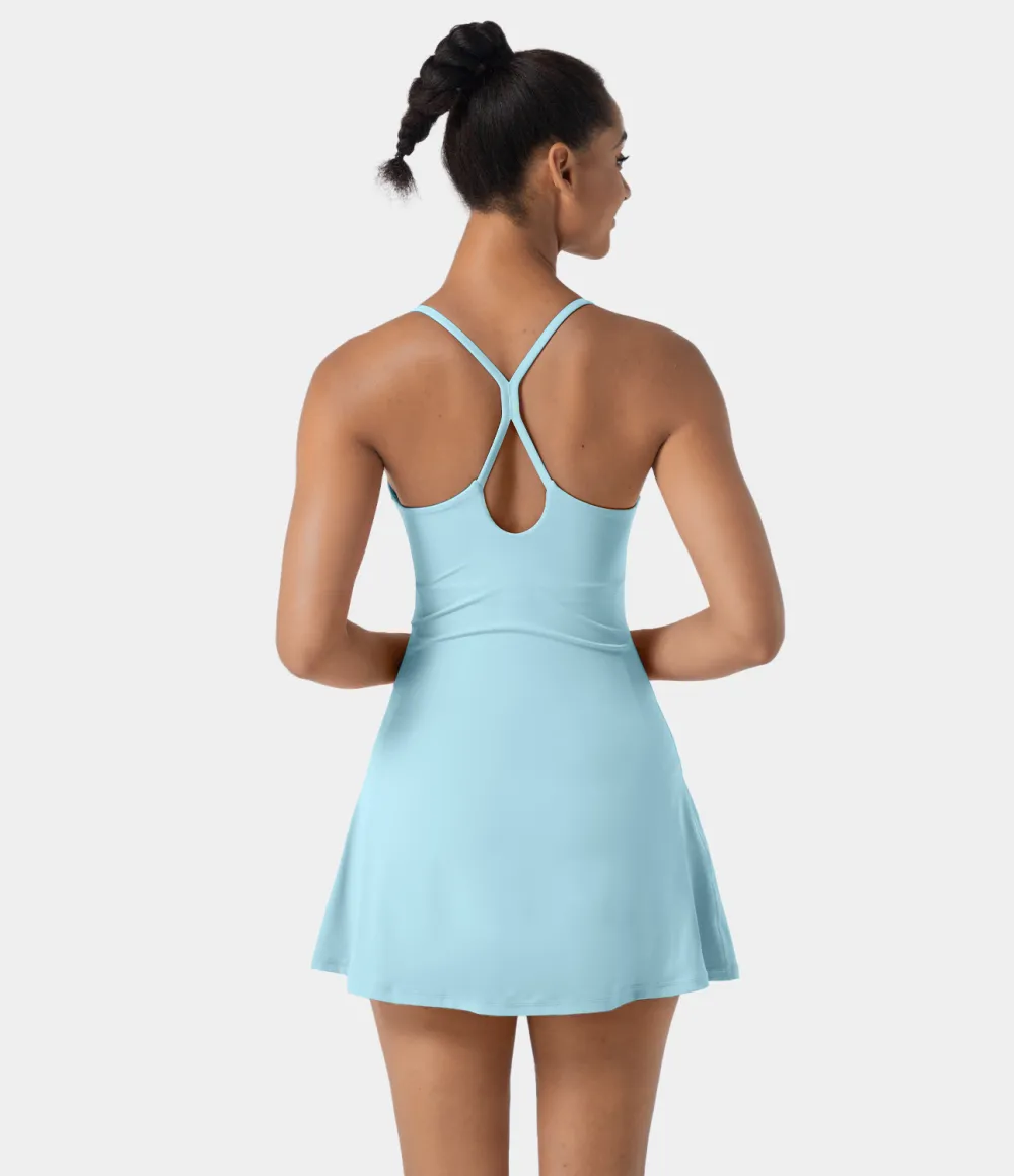 Softlyzero Airy Backless Cut Out 2-in-1 Pocket Cool Touch Mini Activity Dress