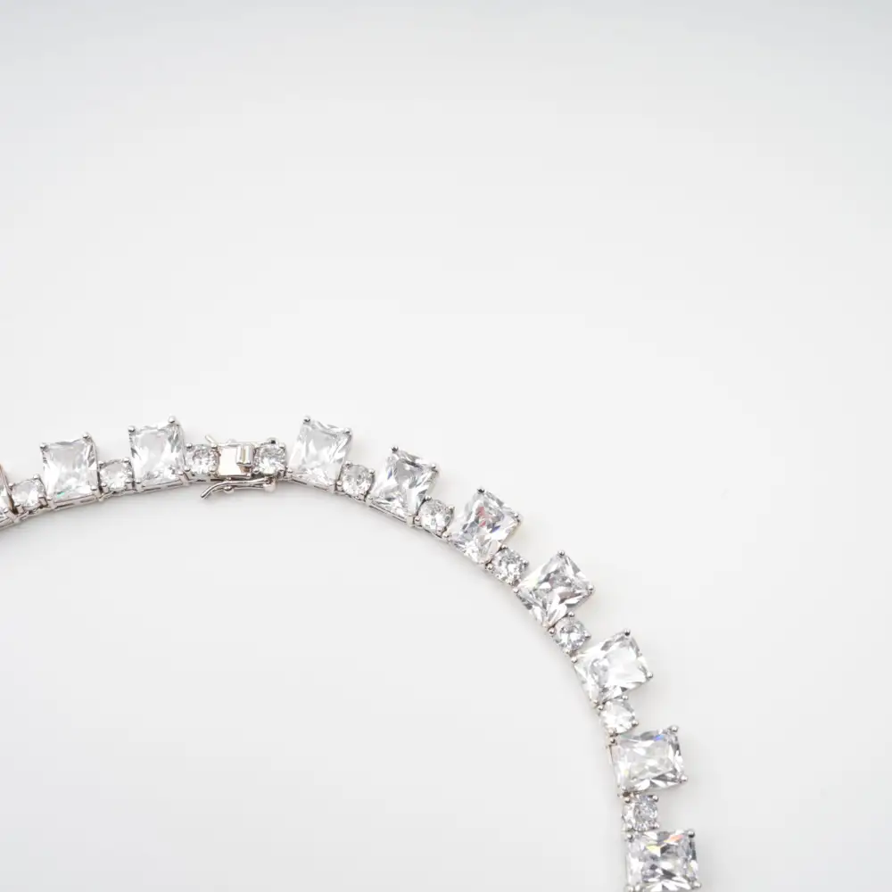 Silver Tone Crystal Embellished Necklace