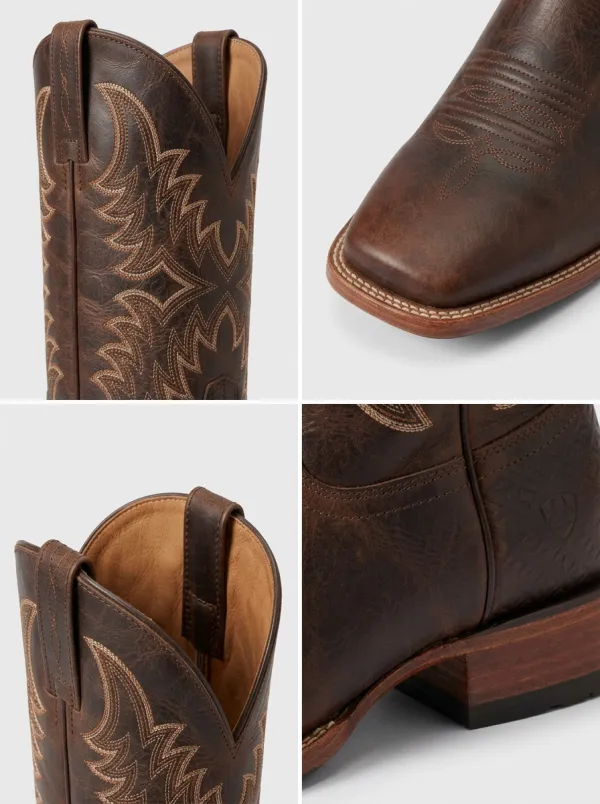 Men's Western Pull-On Embroidered Distressed Outdoor Straight-Leg Boots