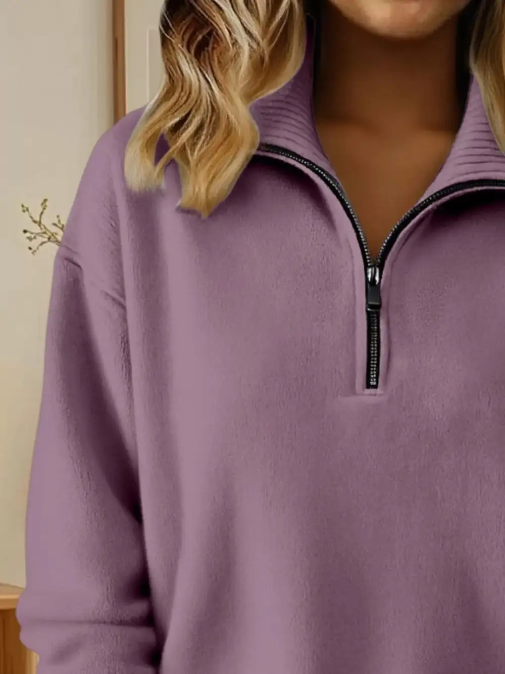 Half-Zip Drop Shoulder Sweater