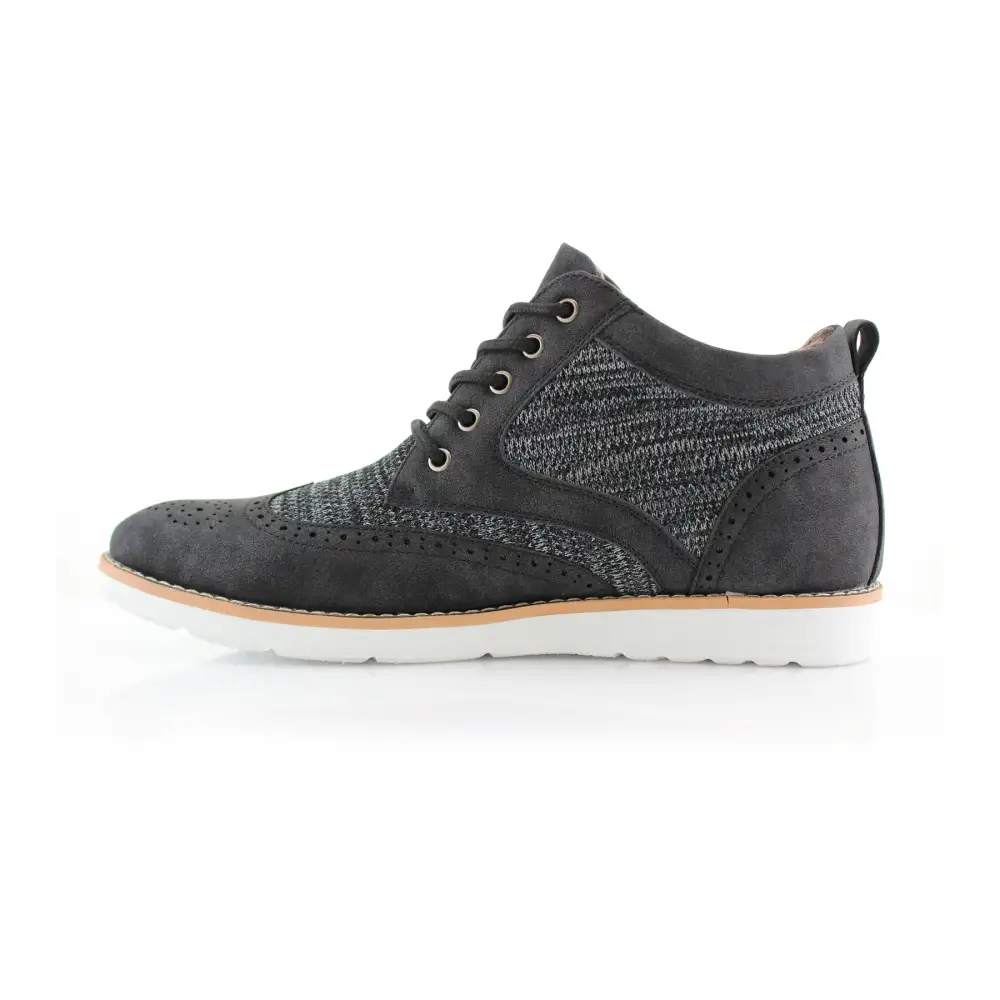 Faux-Suede Suede Faux-Leather Brogue Boots