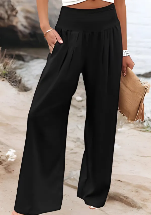 Cotton Blend Relaxed Fit Lightweight Trousers