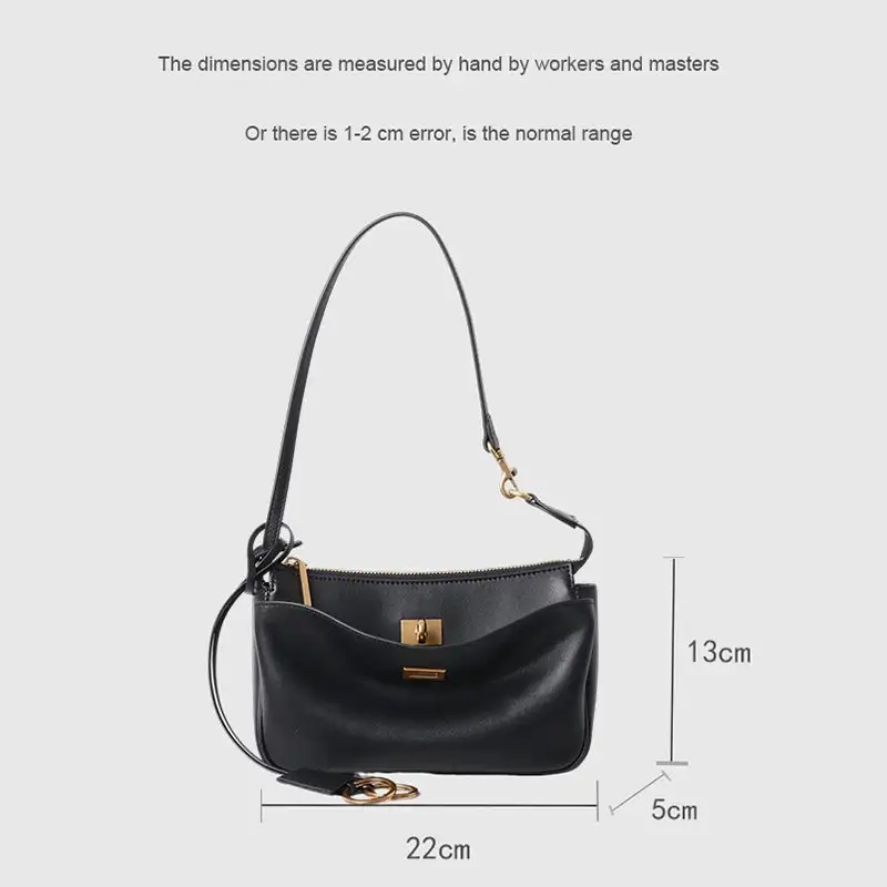 Classic Black Leather Shoulder Bag