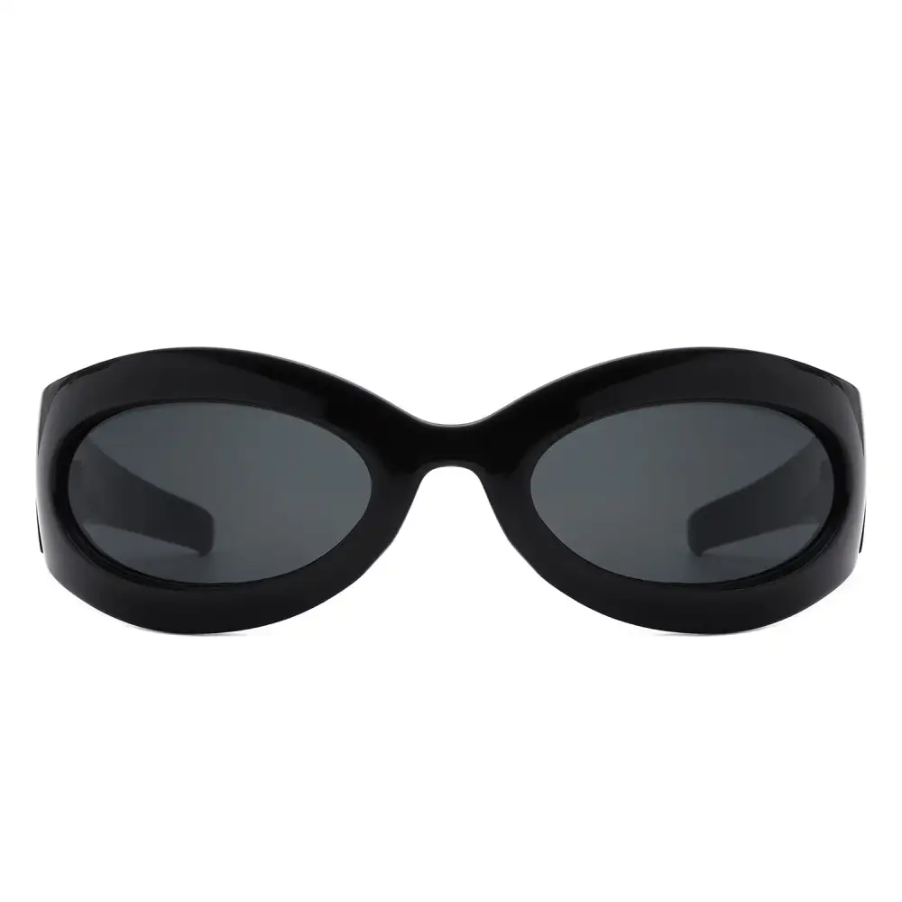 Oval Wrap Around Retro Round Sunglasses