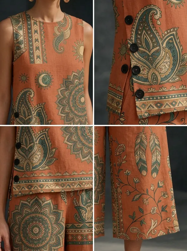 Women's Boho Mandala Paisley Printed Sleeveless Set
