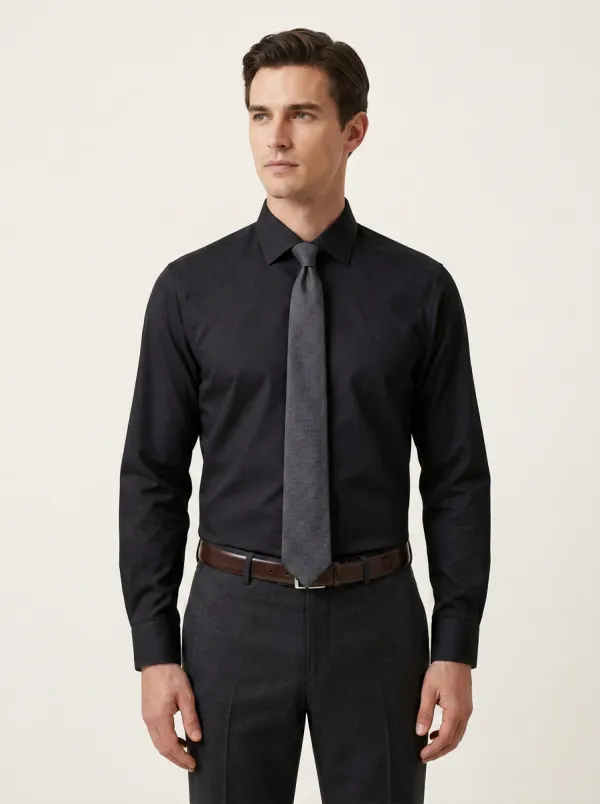 Men's Business Formal Non-Iron Cotton Long Sleeve Shirt