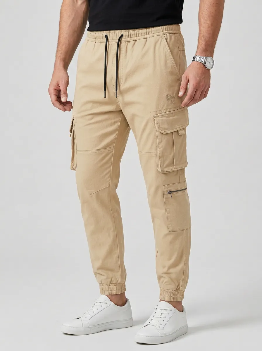 Easy-Wear Graphic Print Shape Men's Cargo Jogger Pants