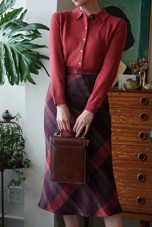 Minimal Comfort Everyday Casual Plaid Skirt